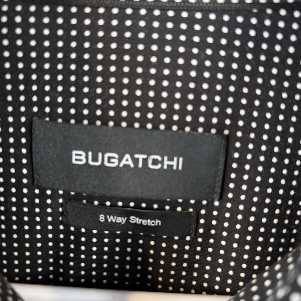 Bugatchi Dress Shirt Men XL Black White Polka Dot 8 Way Stretch Button - Picture 3 of 9